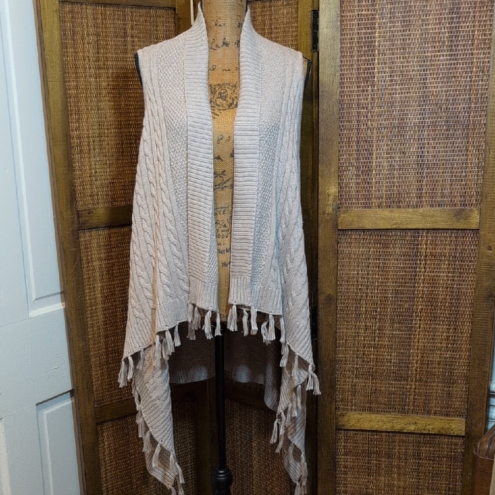 Matilda Jane Cozy Beige Knit Tassel Cardigan